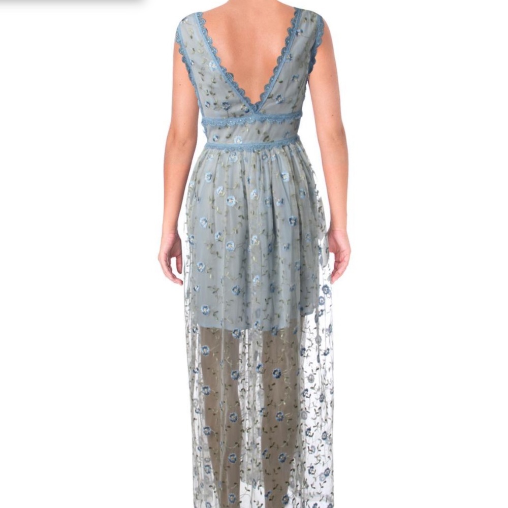 AQUA  Embroidered Floral Maxi Dress NWT, Size L - Picture 4 of 8